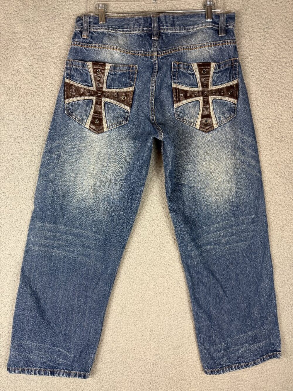 Avirex Y2K Baggy Wide Leg Jeans Men’s 33x29 Blue Cross Pocket Denim